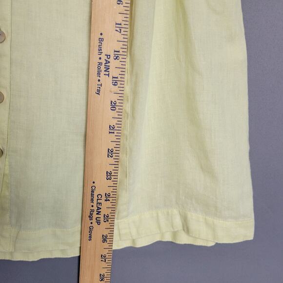 J. Jill Love Linen Button Front Top Womens Small Petite Tunic Yellow Sleeveless - Picture 6 of 11